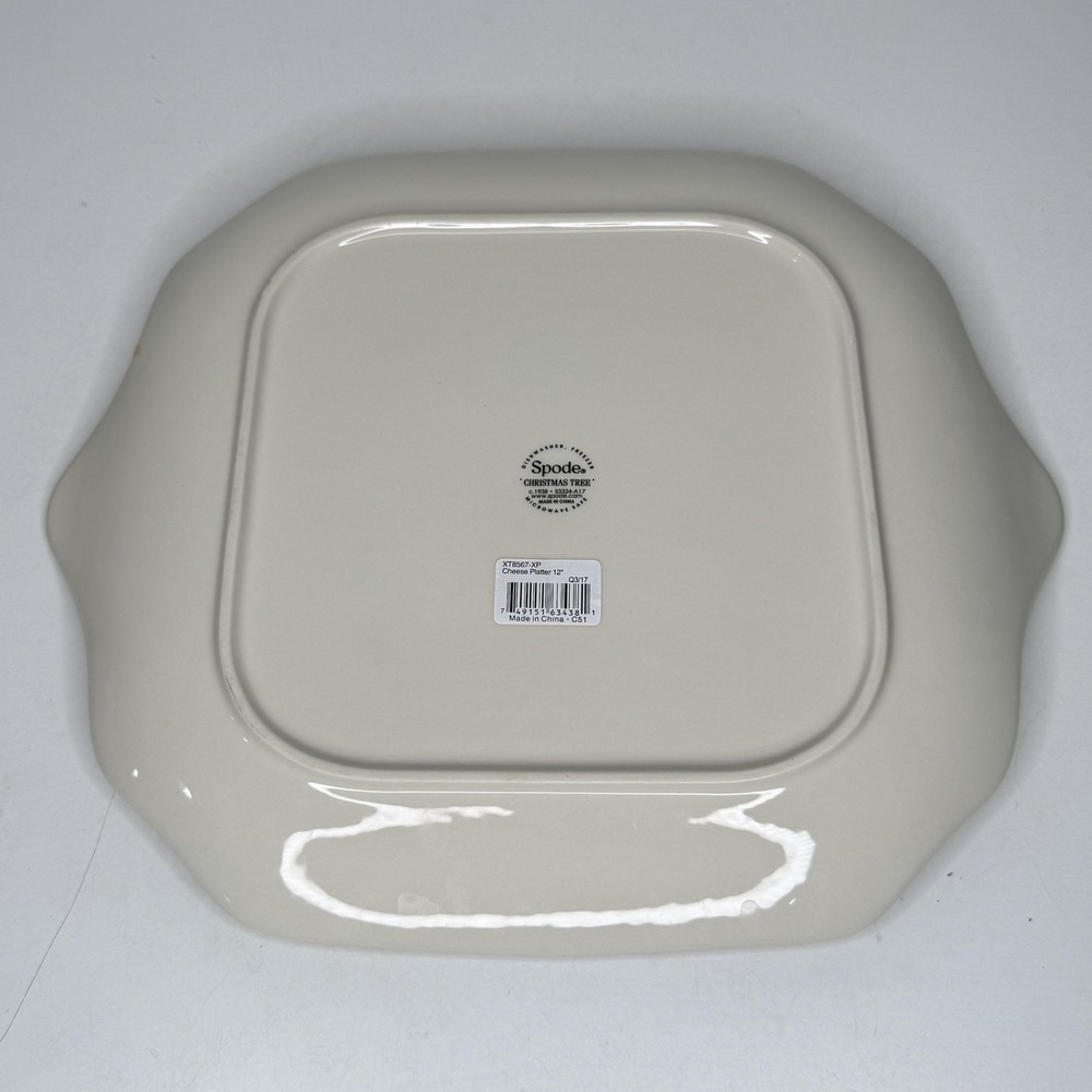 Spode Christmas Tree Cheese Board Platter 12in White Green Trim Earthenware New - Picture 8 of 9